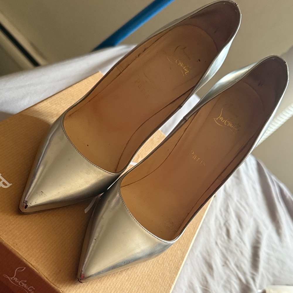 Christian Louboutin Metallic Silver Heels